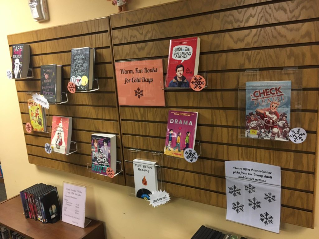 New young adult books displayed on slatwall